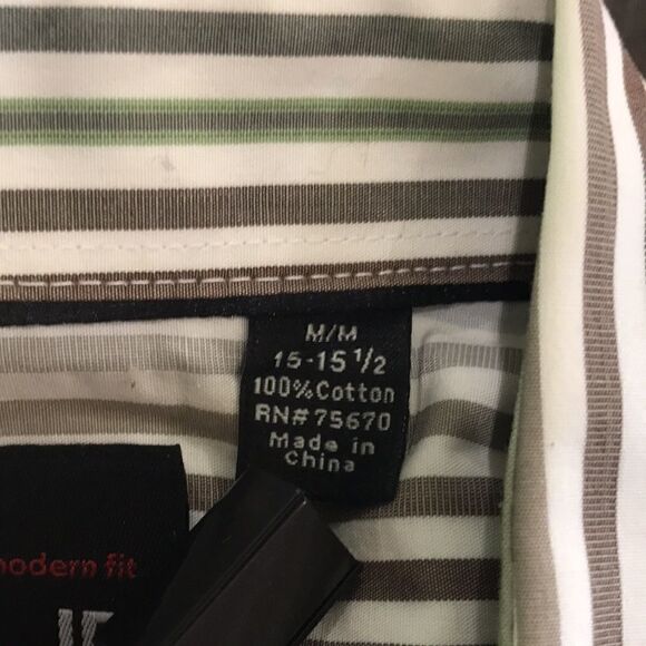 J. Ferrar Men's Dress Shirt, Stripes, Button-down, M Neck 15-15 1/2 - Picture 6 of 6